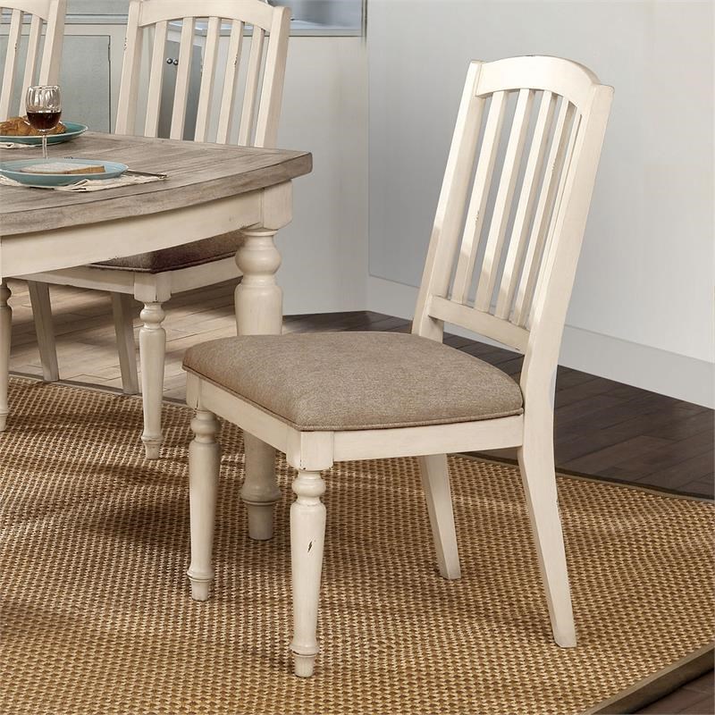 Furniture of America Bergerling Wood Side Chair in Antique White (Set of 2)
