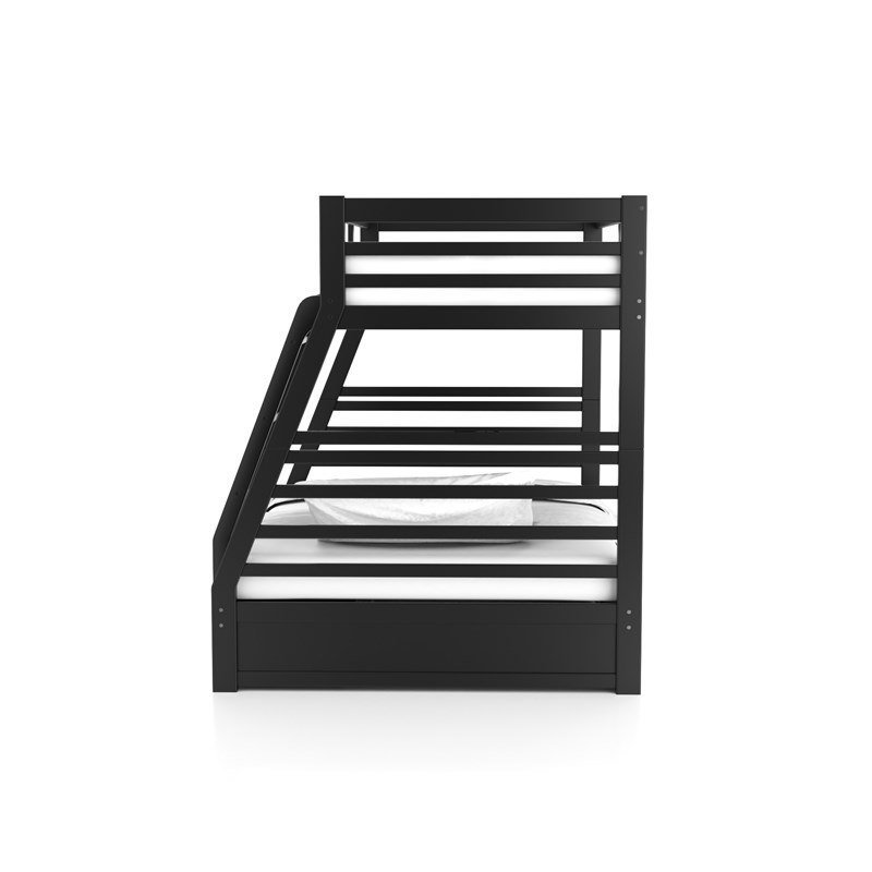 Furniture of America Tomi Wood Twin over Full Storage Bunk Bed in Black
