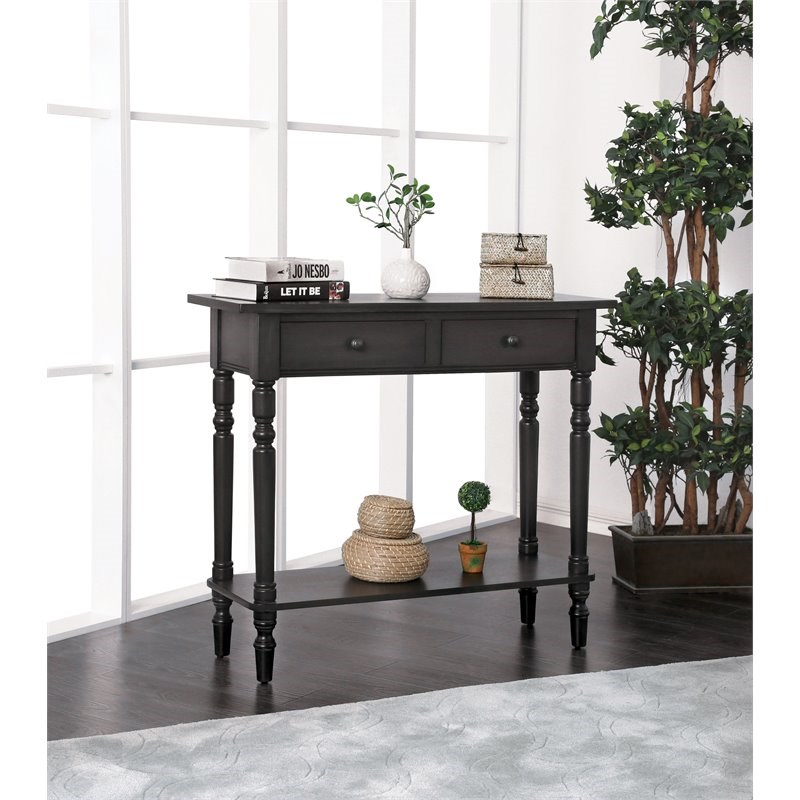 Furniture of America Humphry Transitional Wood 2-Drawer Writing Desk in Gray