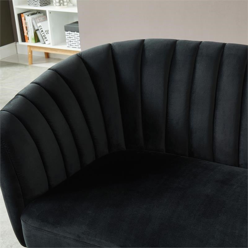 Furniture of America Darque Contemporary Fabric Upholstered Loveseat in Black