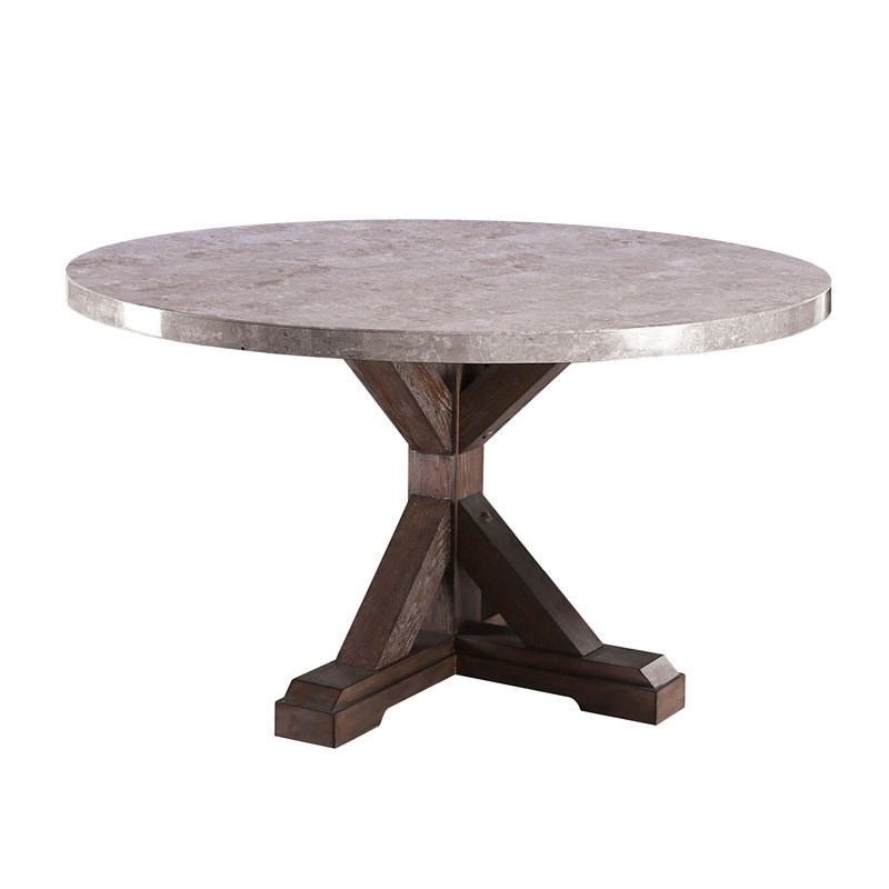 Furniture of America Diez Transitional Wood Base Round Dining Table in Natural