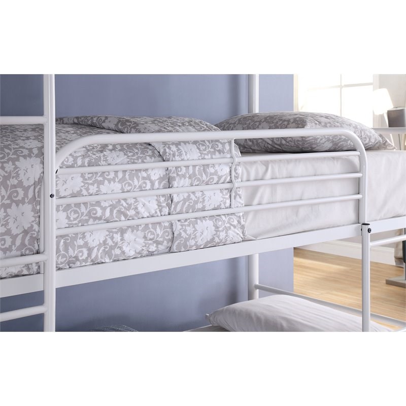 Furniture of America Jasper Industrial Metal Twin Triple Bunk Bed in White