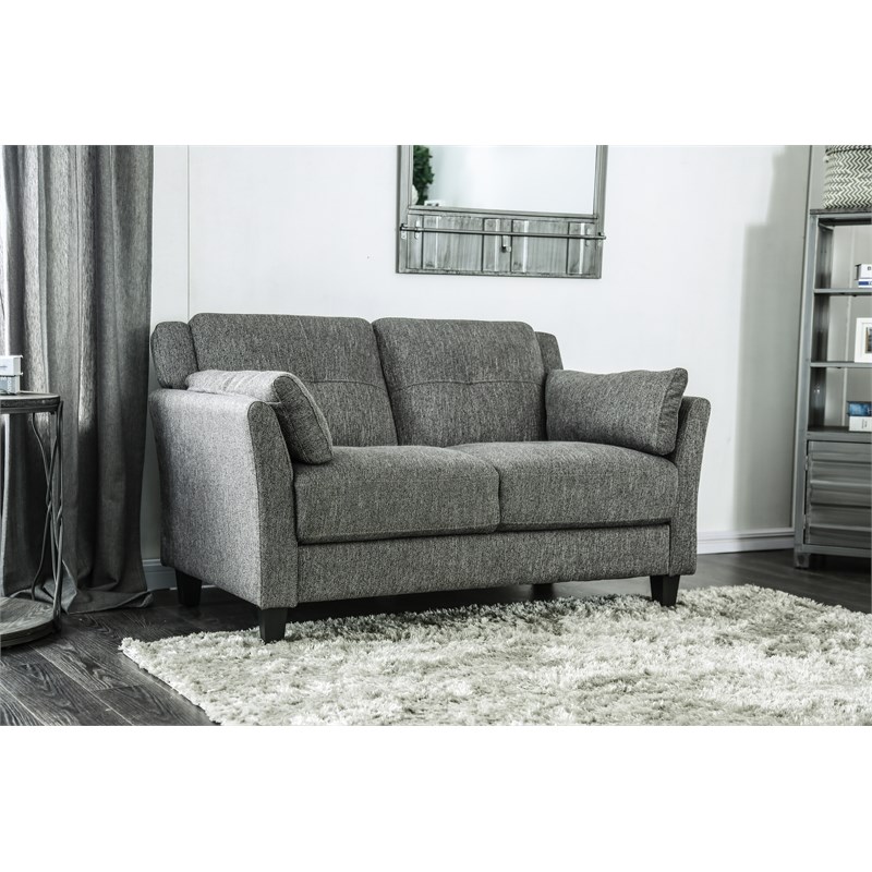 Furniture of America Rayshun Contemporary Fabric Upholstered Loveseat in Gray