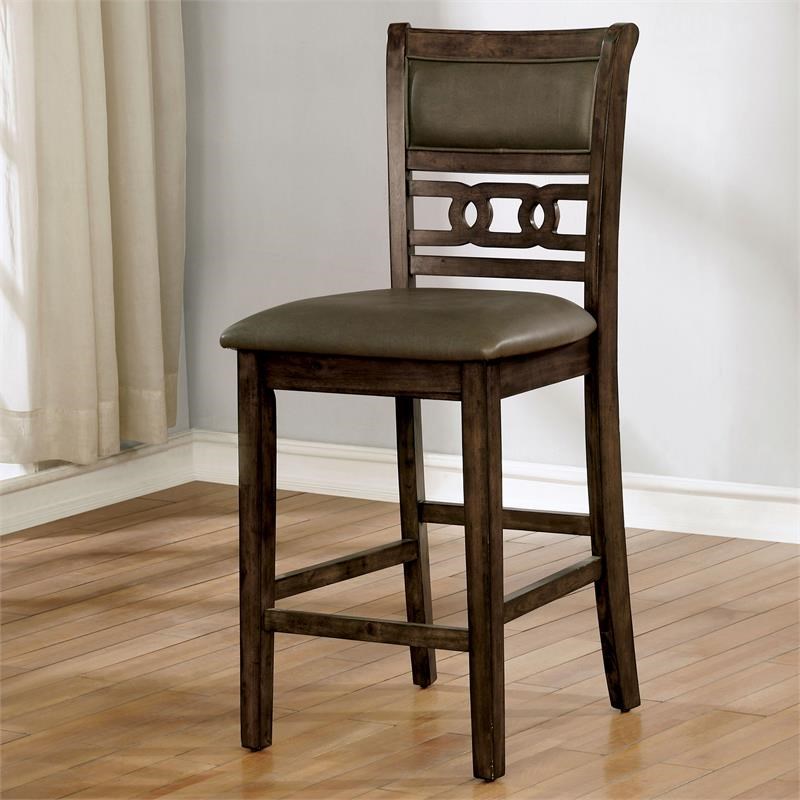 Furniture of America Angie Wood Pub Chair in Satin Walnut (Set of 2)