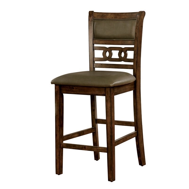 Furniture of America Angie Wood Pub Chair in Satin Walnut (Set of 2)