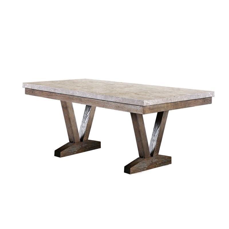 Furniture of America Diez Transitional Marble Top Dining Table in Natural