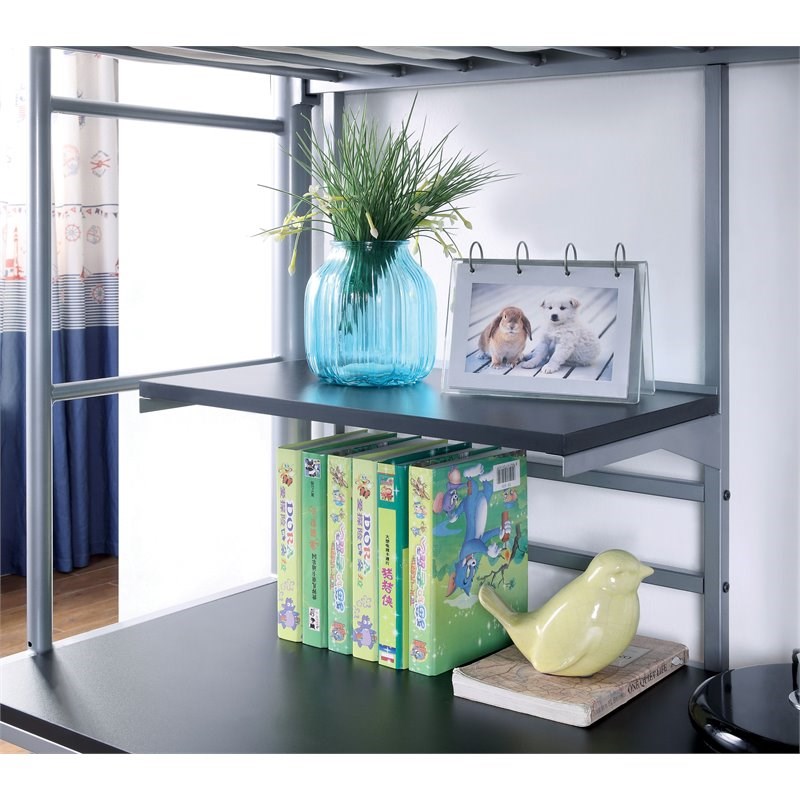 Furniture of America Kandice Metal Twin over Workstation Bunk Bed in Silver