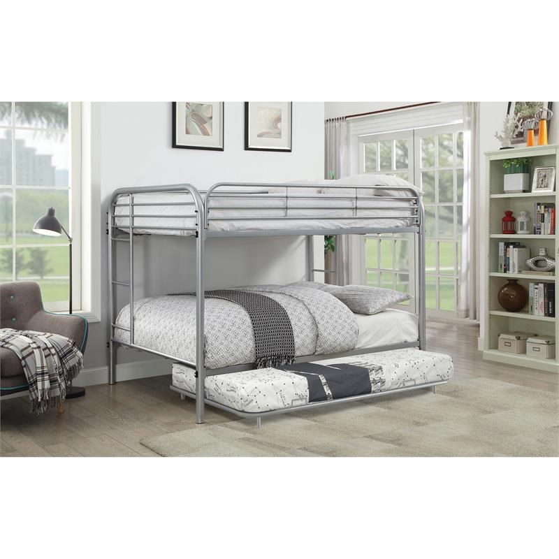 Furniture of America Sulie Transitional Metal Full Kids Trundle in Silver