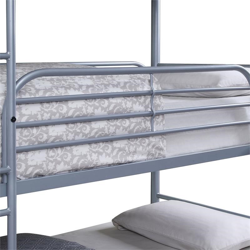 Furniture of America Jasper Industrial Metal Twin Triple Bunk Bed in Silver