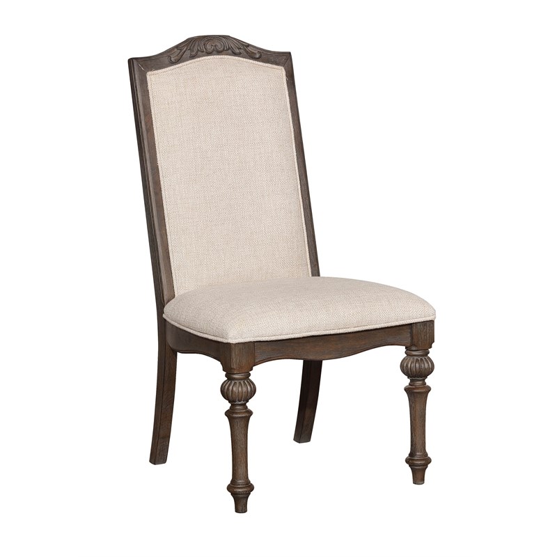 Furniture of America Clyde Fabric Padded Dining Chair in Natural Tone (Set of 2)