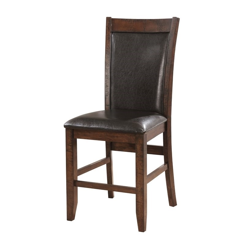 Furniture of America Nith Faux Leather Padded Counter Chair in Cherry (Set of 2)