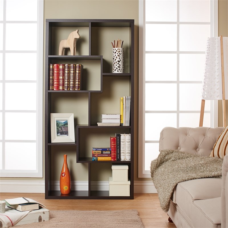 Furniture of America Adeo Contemporary Wood 10Shelf Bookcase in Walnut