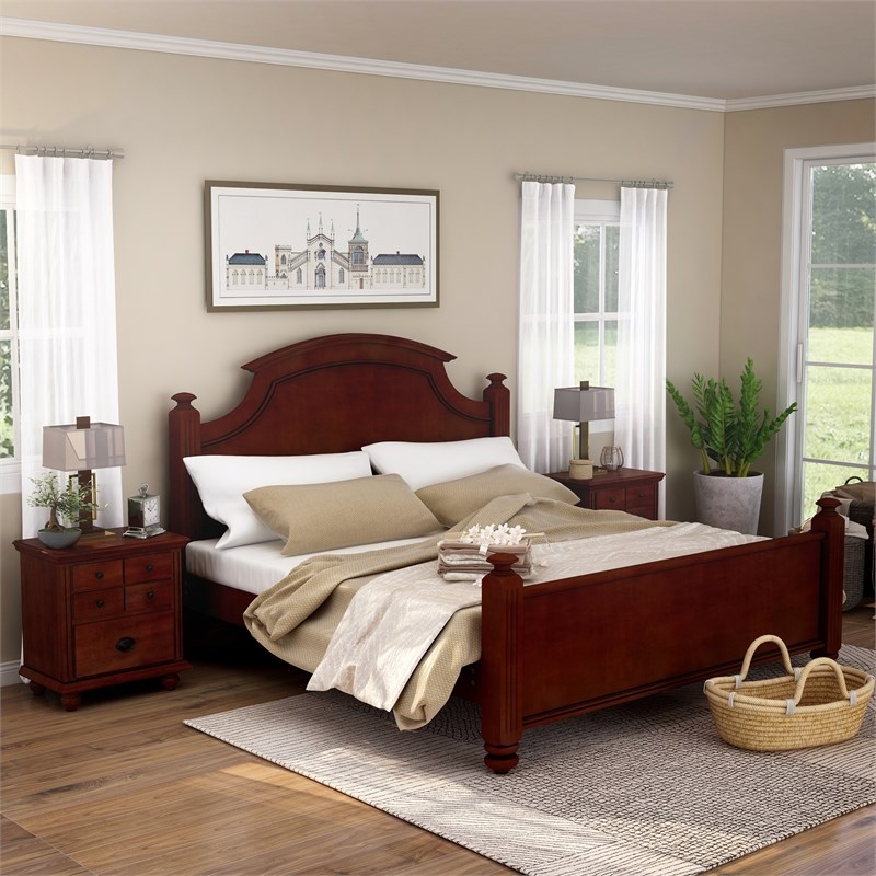 Furniture of America Mills Transitional Solid Wood Queen Bed in Cherry