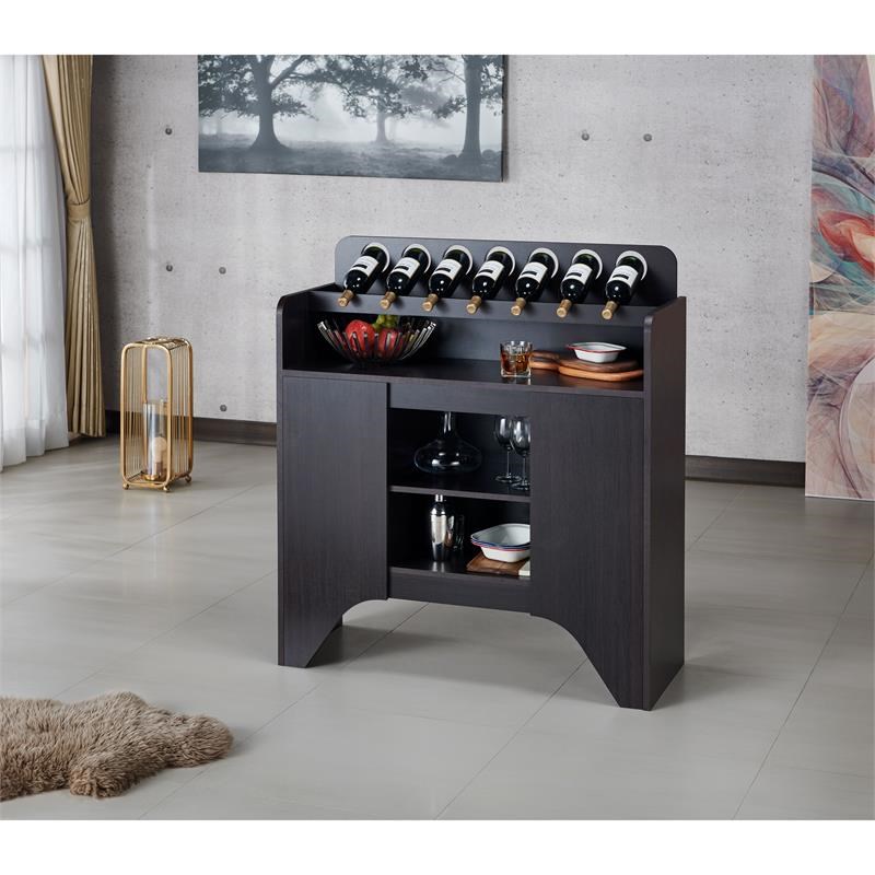Furniture of America Davisen Contemporary Wood 7-Bottle Buffet in Espresso