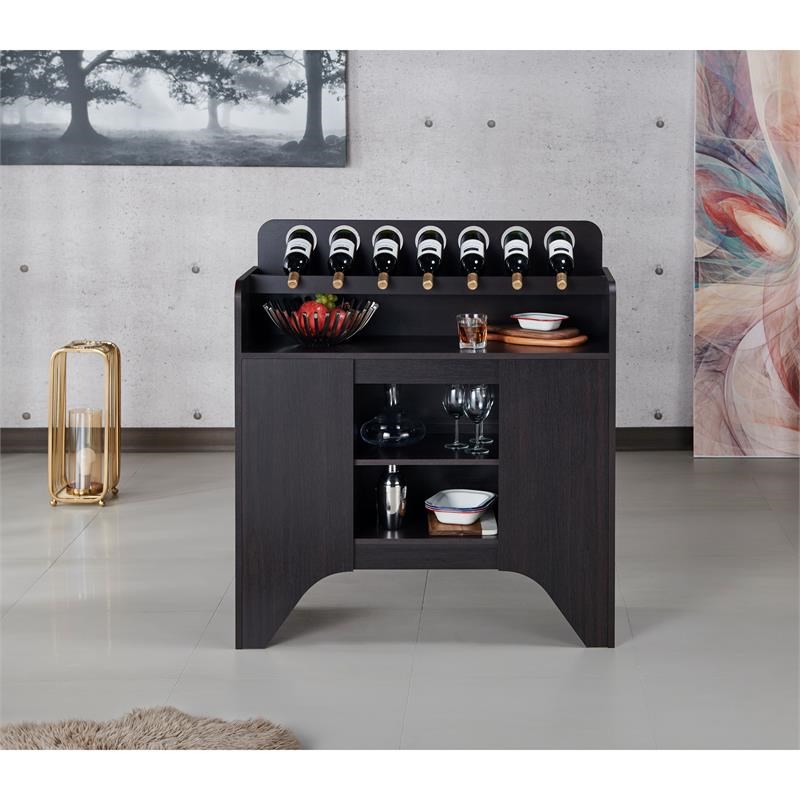 Furniture of America Davisen Contemporary Wood 7-Bottle Buffet in Espresso