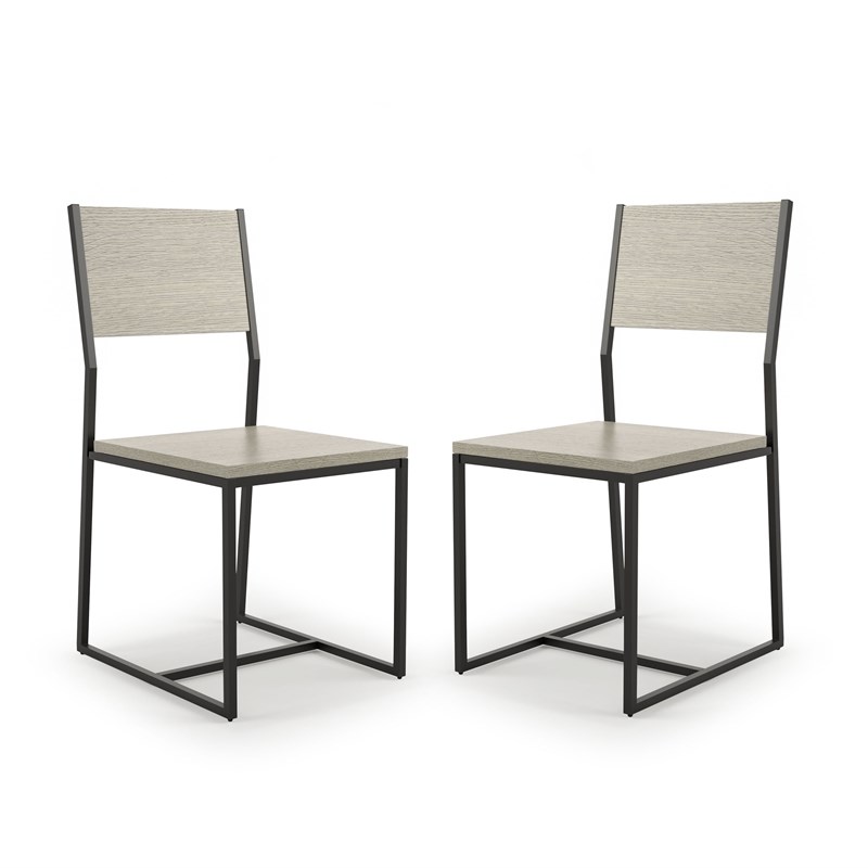 Furniture of America Pandorf Metal and Wood Dining Chairs in Gray (Set of 2)