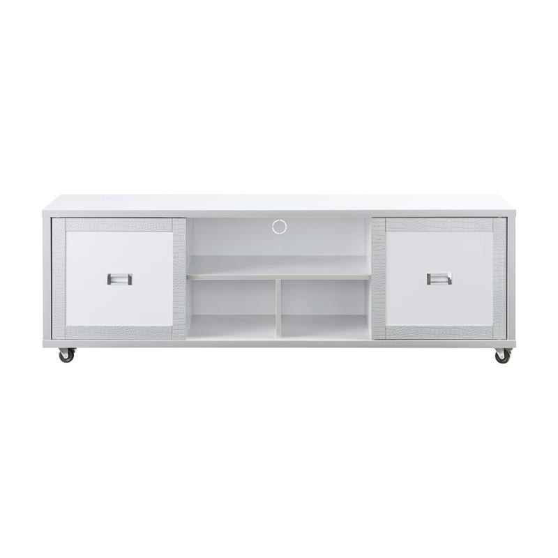 Furniture of America Norlane Contemporary Wood 60-Inch TV Stand in White