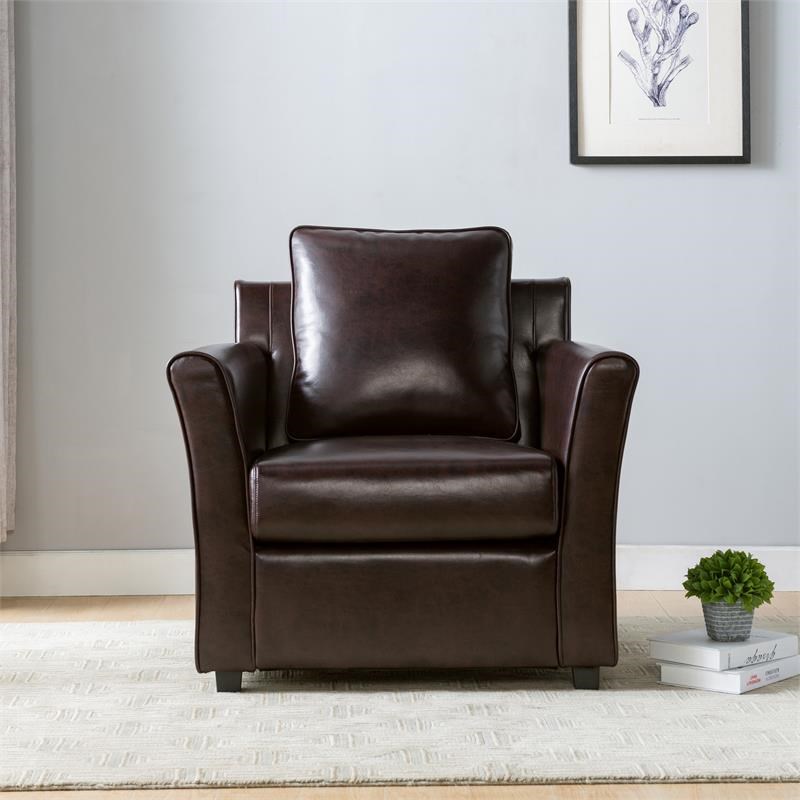 Furniture of America Skegness Faux Leather Upholstered Accent Chair in
