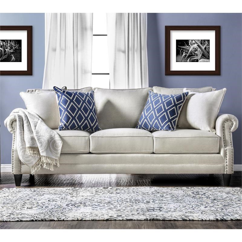 Nailhead Sofa Set Baci Living Room