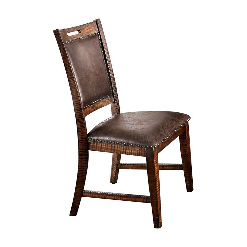 Furniture of America Beverly Solid Wood Dining Chair in Dark Oak (Set of 2)