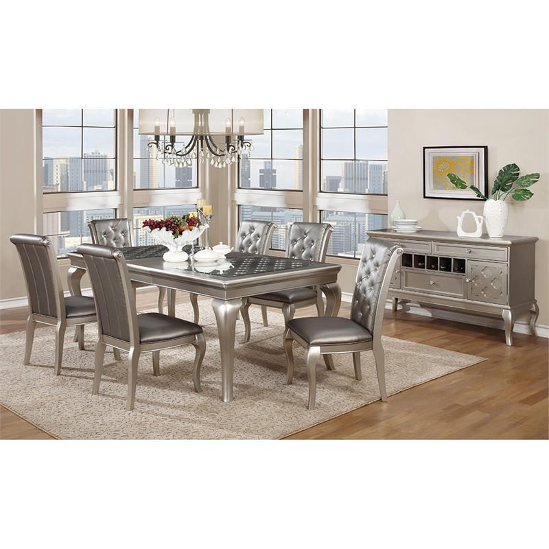 furniture of america bethlehem 7-piece champagne solid ...