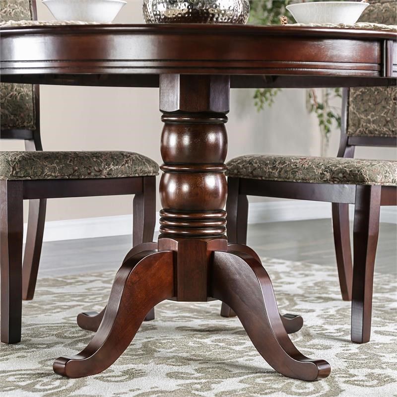Furniture of America Lucille Wood Round Pedestal Dining Table in