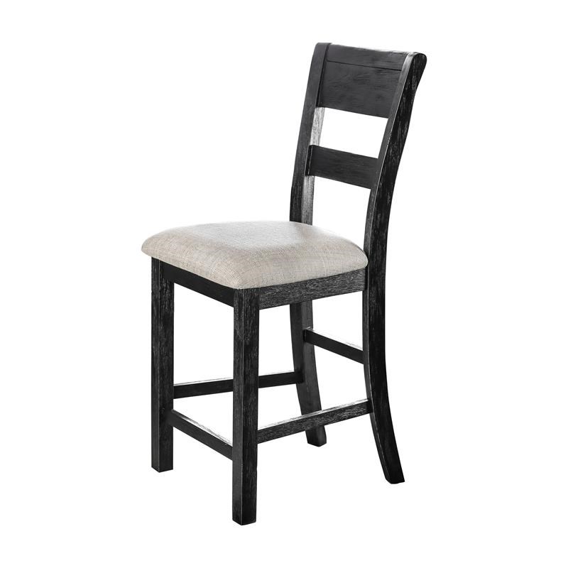 Furniture of America Toals Wood Ladder Back Counter Chair in Black (Set of 2)