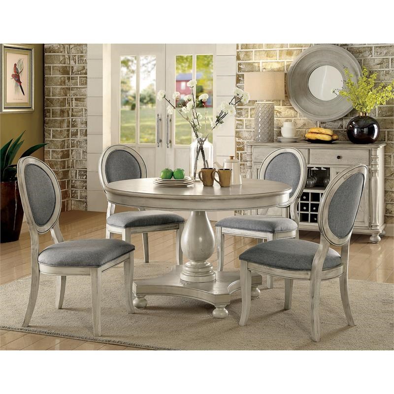 Round Dining Table In Antique White, White Dining Table Round 48