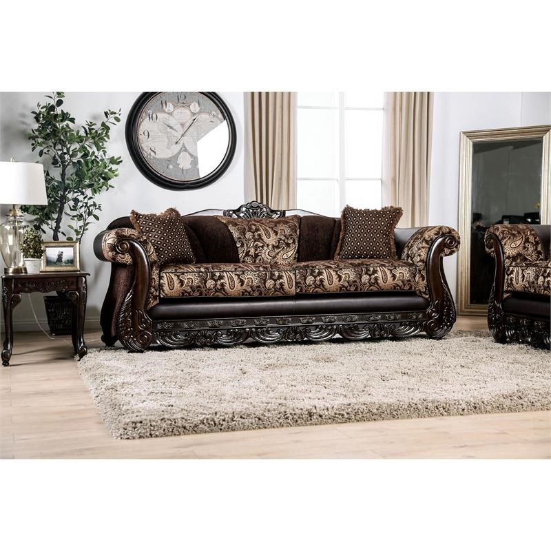 Furniture Of America Pasada Traditional Chenille Upholstered Sofa In