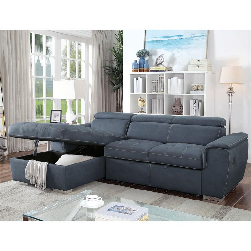 Furniture Of America Ello Faux Leather, Sleeper Sectional Sofa Faux Leather