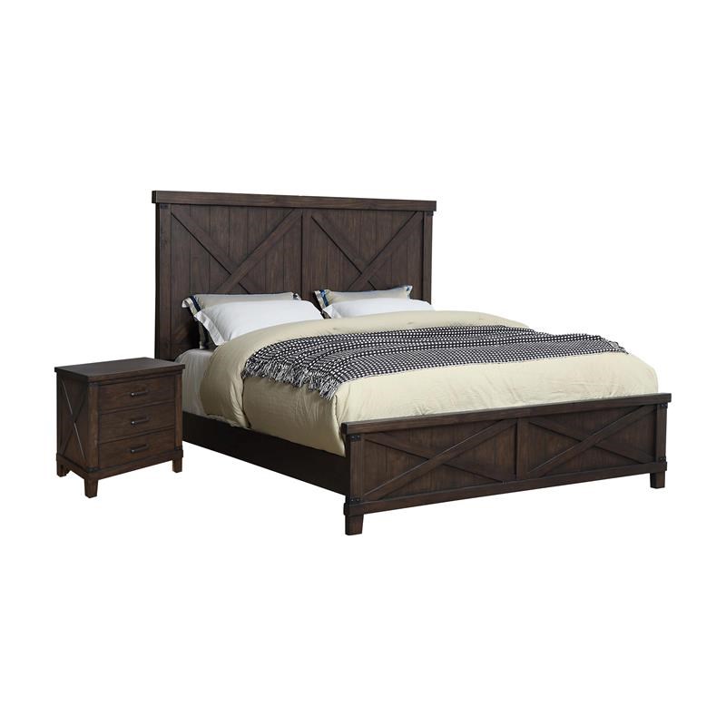 Foa Andrew 2pc Dark Walnut Solid Wood Bedroom Set Queen Nightstand Idf 7734q Foa Andrew 2pc Dark Walnut Solid Wood, Walnut Queen Bed Set