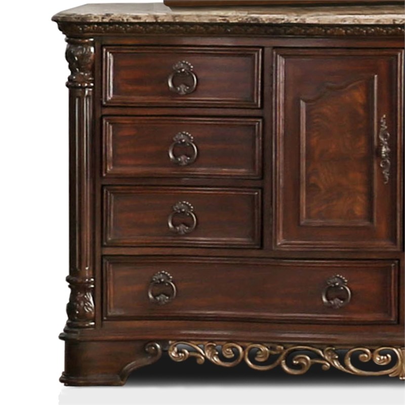Furniture of America Jordan Wood 8Drawer Wood Dresser in Brown Cherry