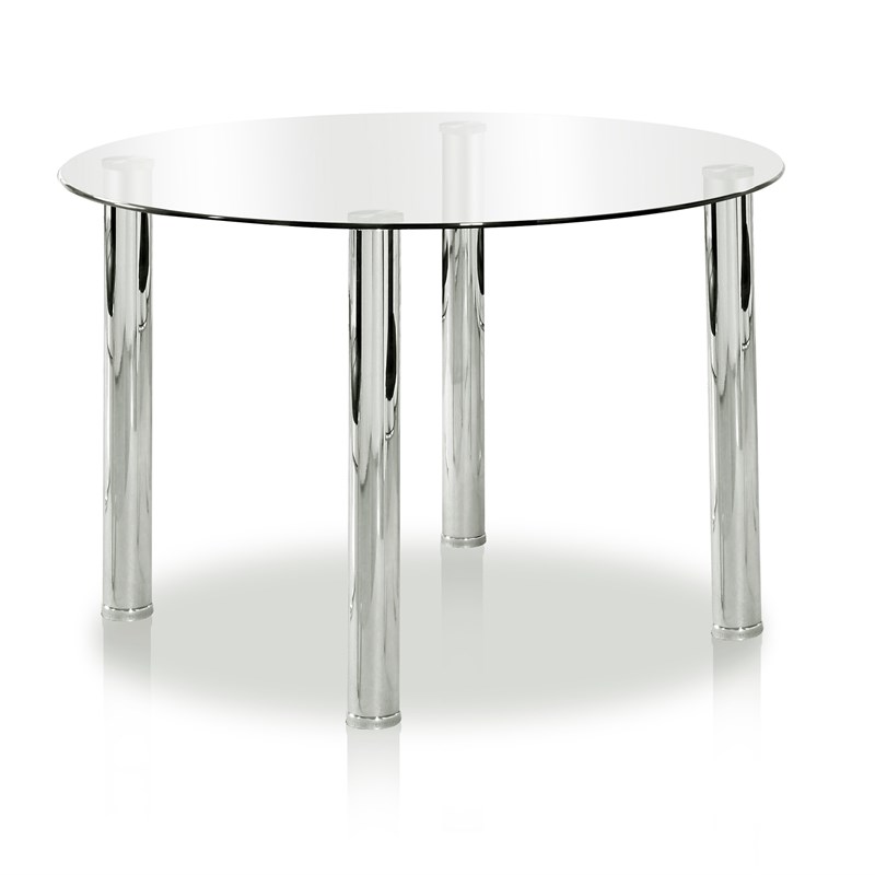 Furniture of America Poipen Metal 5-Piece Dining Table Set in White