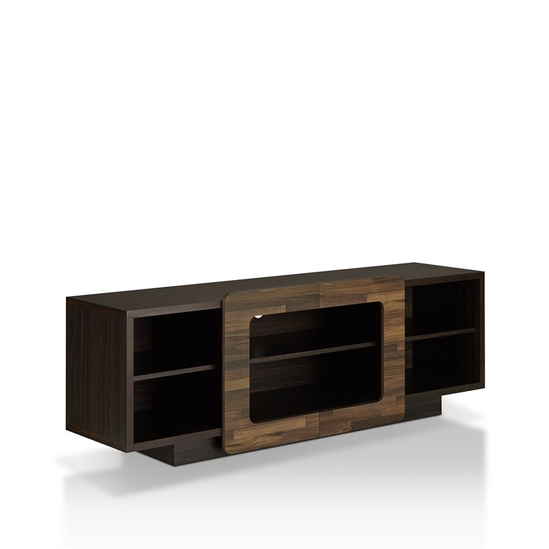 Furniture of America Norvell Wood Storage 62-Inch TV Stand in Brown Wenge