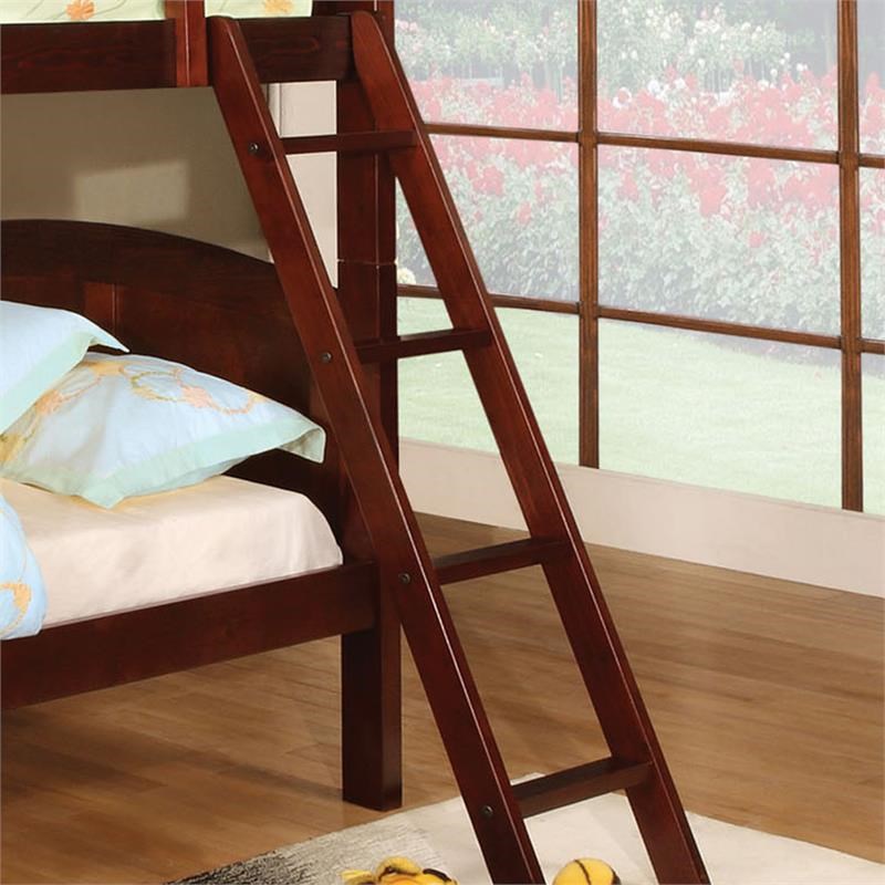 Furniture of America Kala Cottage Wood Twin over Twin Bunk Bed in Cherry
