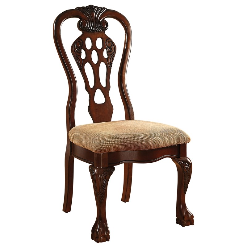 Furniture of America Stark Wood Padded Side Chair in Cherry (Set of 2)