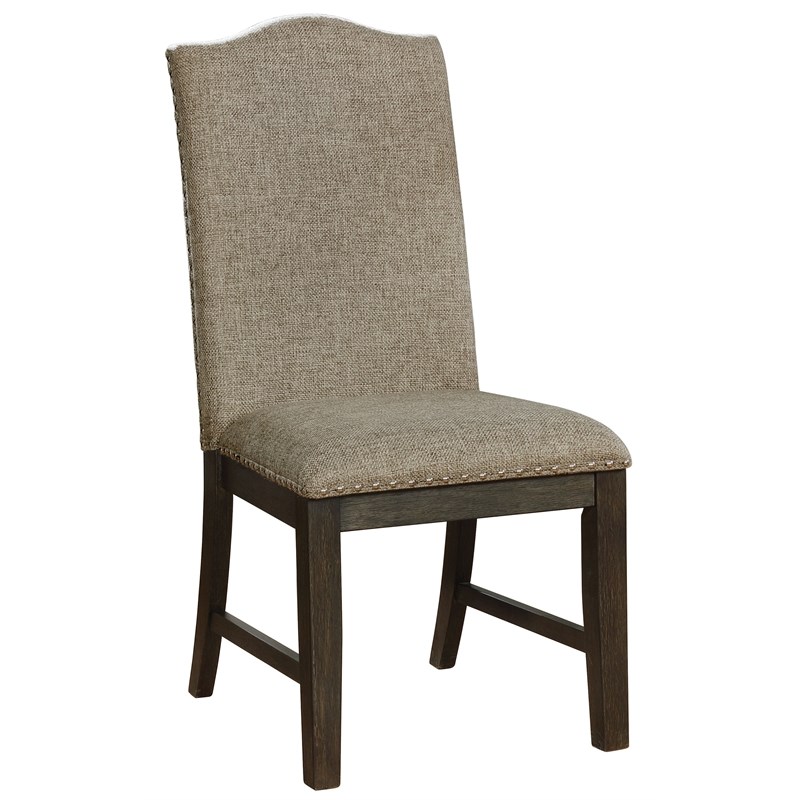 Furniture of America Lemieux Fabric Nailhead Side Chair in Espresso (Set of 2)