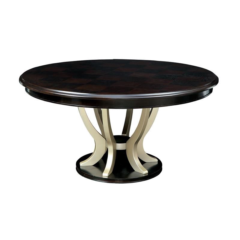 Furniture of America Gudrun Wood 7-Piece Round Dining Table Set in Espresso
