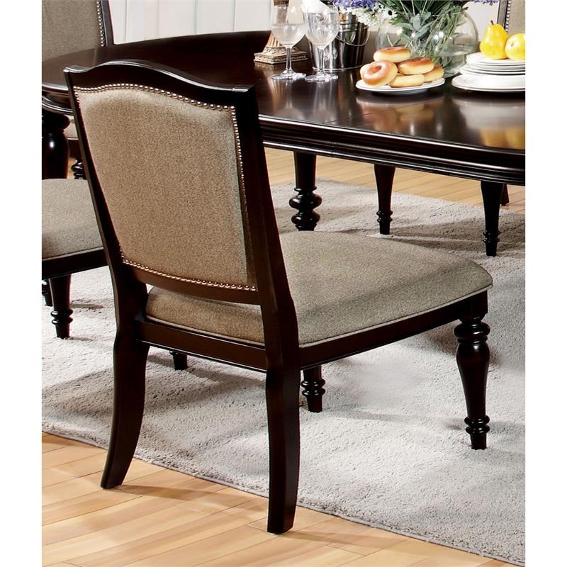 Furniture of America Raab Fabric Padded Side Chair in Dark Walnut (Set of 2)