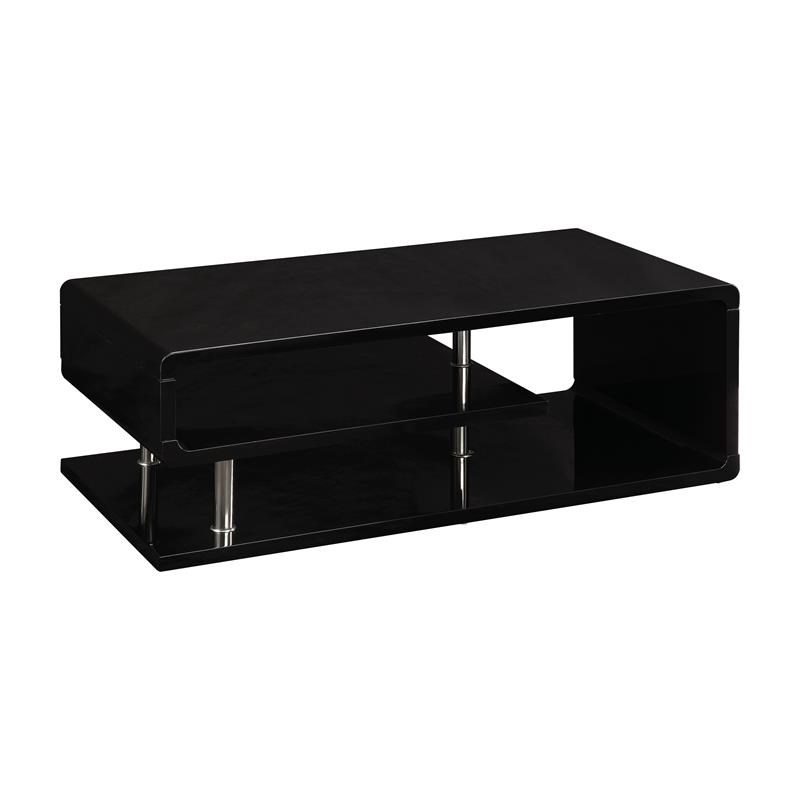 Furniture of America Lazer Contemporary 2-Piece Wood Coffee Table Set in Black