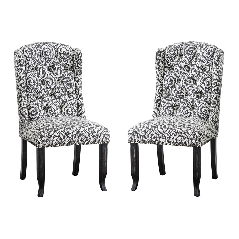 Furniture of America Fernidad Fabric Wingback Dining Chair in Gray (Set of 2)