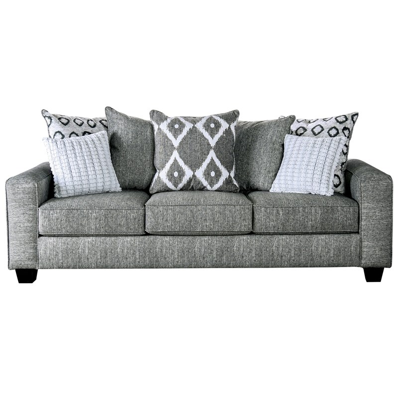 Furniture of America Amberly Contemporary Fabric Sofa in Gray