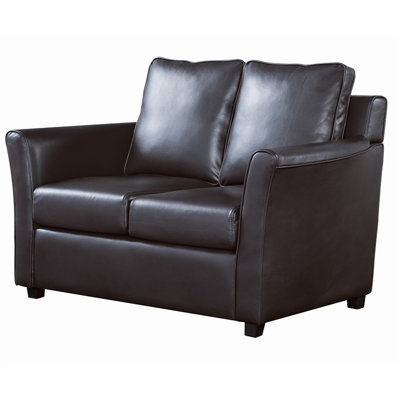 Furniture of America Lillard Faux Leather Upholstered Loveseat in Dark Gray