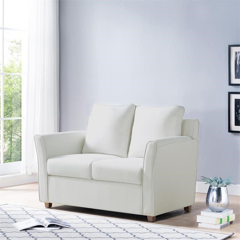 Furniture of America Lillard Contemporary Fabric Upholstered Loveseat in Cream