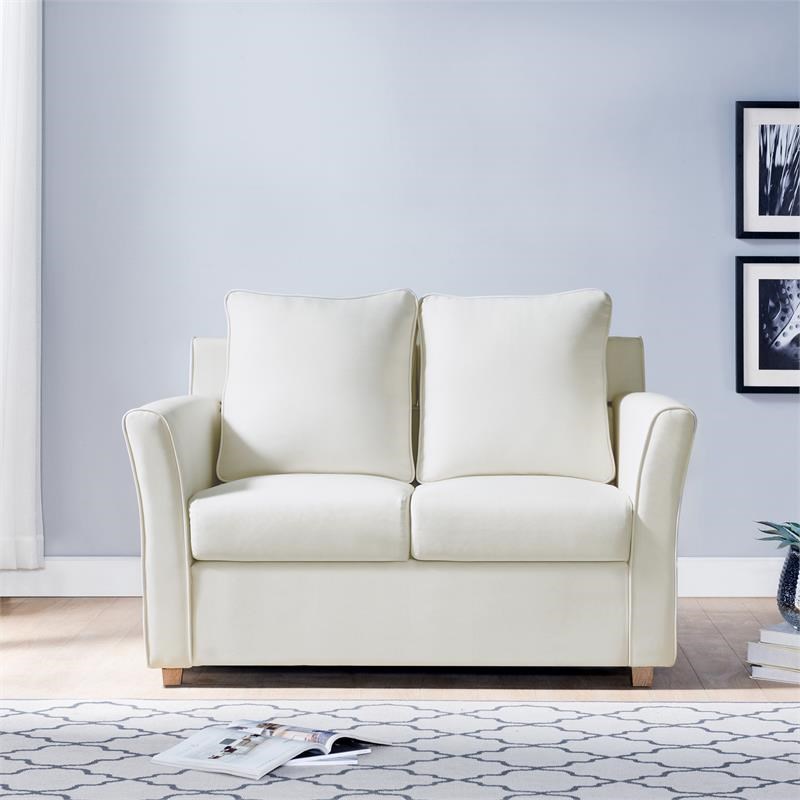 Furniture of America Lillard Contemporary Fabric Upholstered Loveseat in Cream