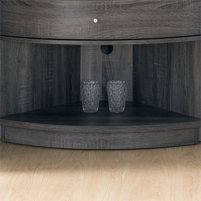 Furniture of America Nhien Wood 1-Drawer Corner TV Stand in Dark Gray