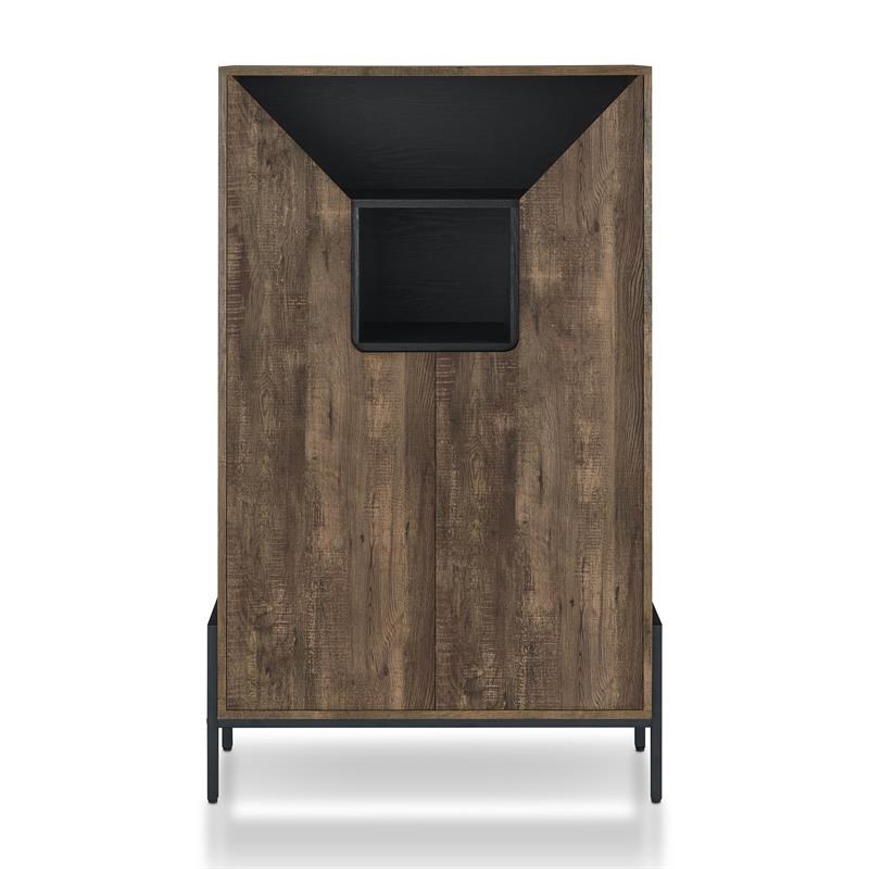 Furniture of America McCarron Rustic Wood 8-Shelf Shoe Cabinet in Reclaimed Oak