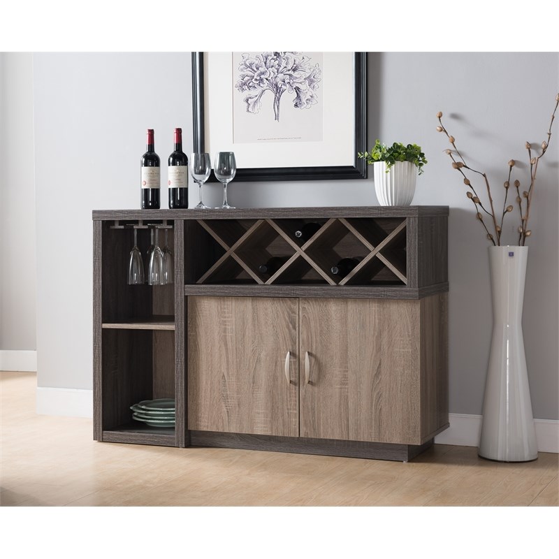 Furniture of America Sauterne Wood Multi-Storage Buffet in Distressed Gray