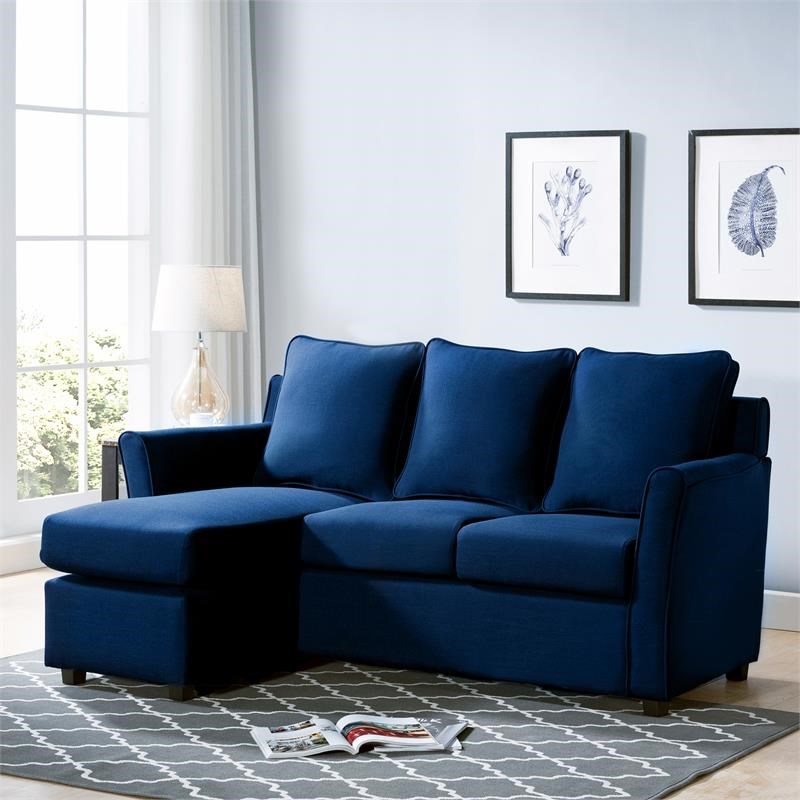 Furniture of America Sula Fabric Reversible Modular Sectional in Royal ...