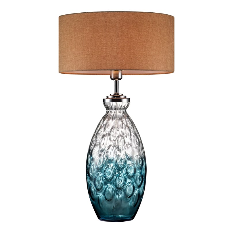 Furniture of America Bellevue Hand Blown Glass Table Lamp in Aquamarine Blue